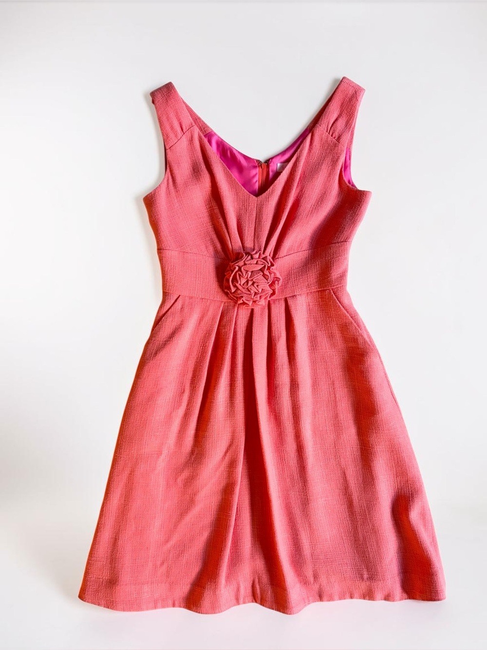 Lilly Pulitzer Parker Rosette Linen Blend Dress Coral Pink Size 0 Preppy - Picture 5 of 10